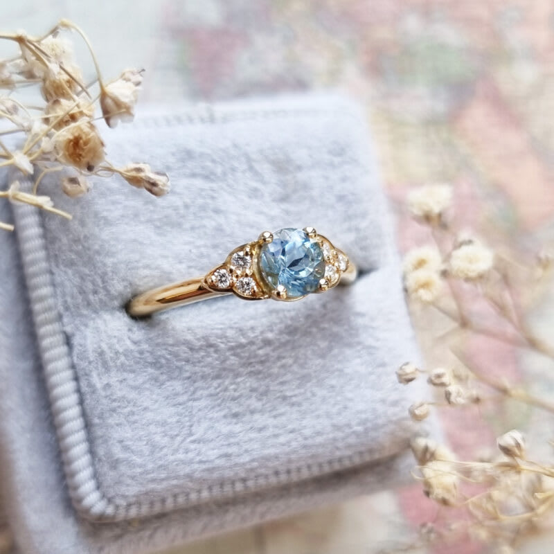 Aquamarine and diamond engagement ring — 3