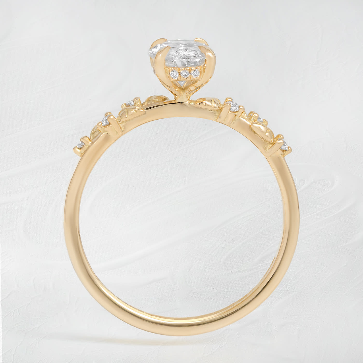 Oval lab grown diamond and floral ring  — 2
