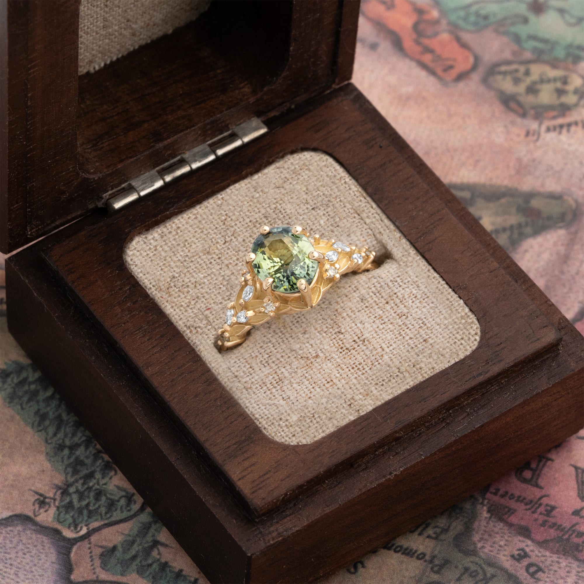 'Aurelyn' oval green sapphire and diamond ring — 4