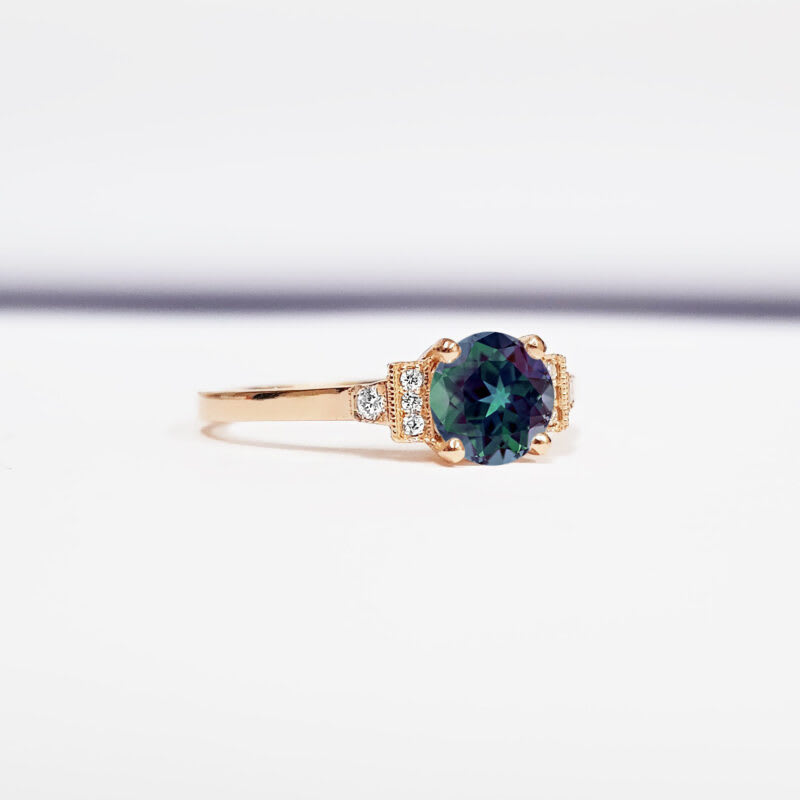 'Adelaide' Alexandrite and diamond engagement ring  — 2