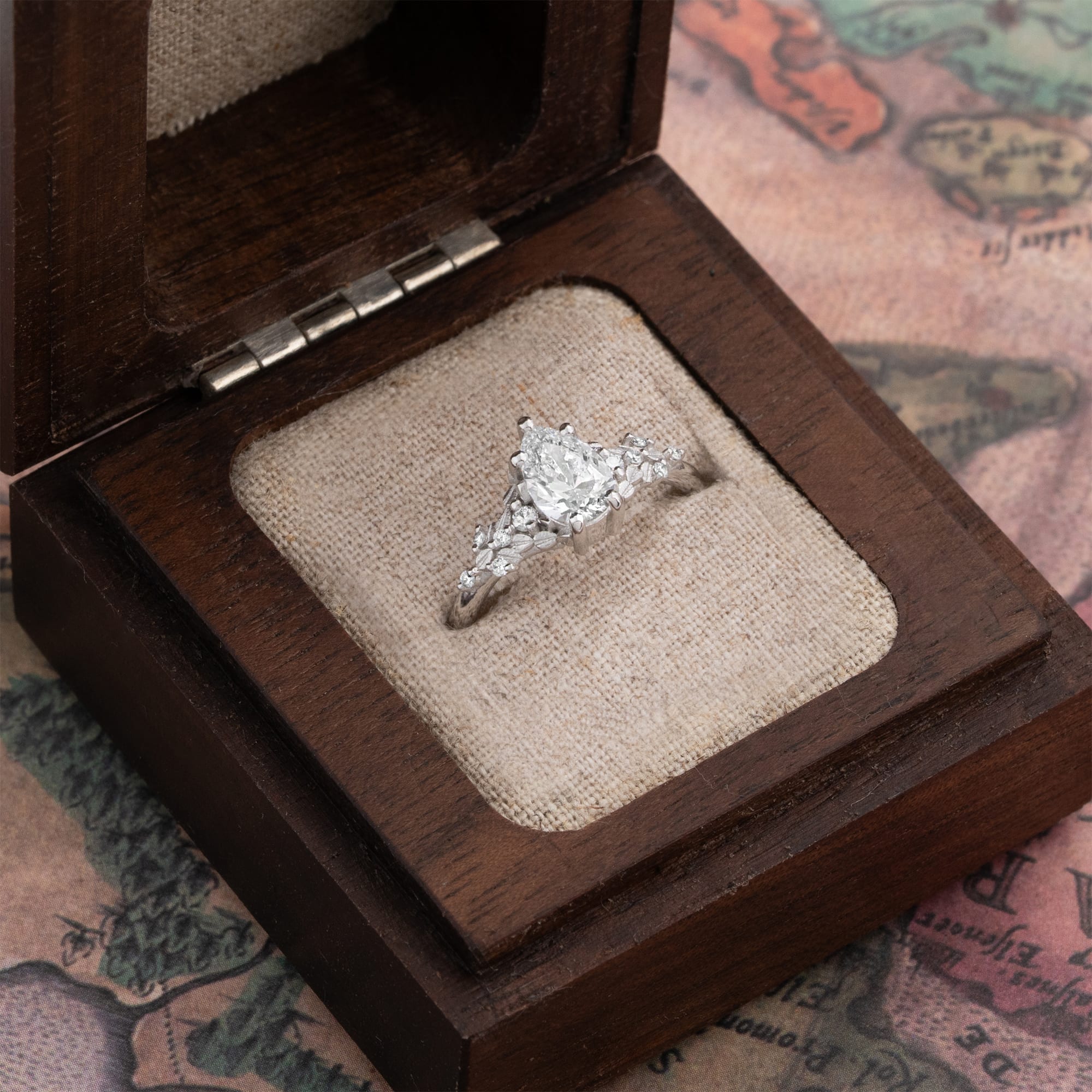 Nature inspired pear lab grown diamond ring — 3