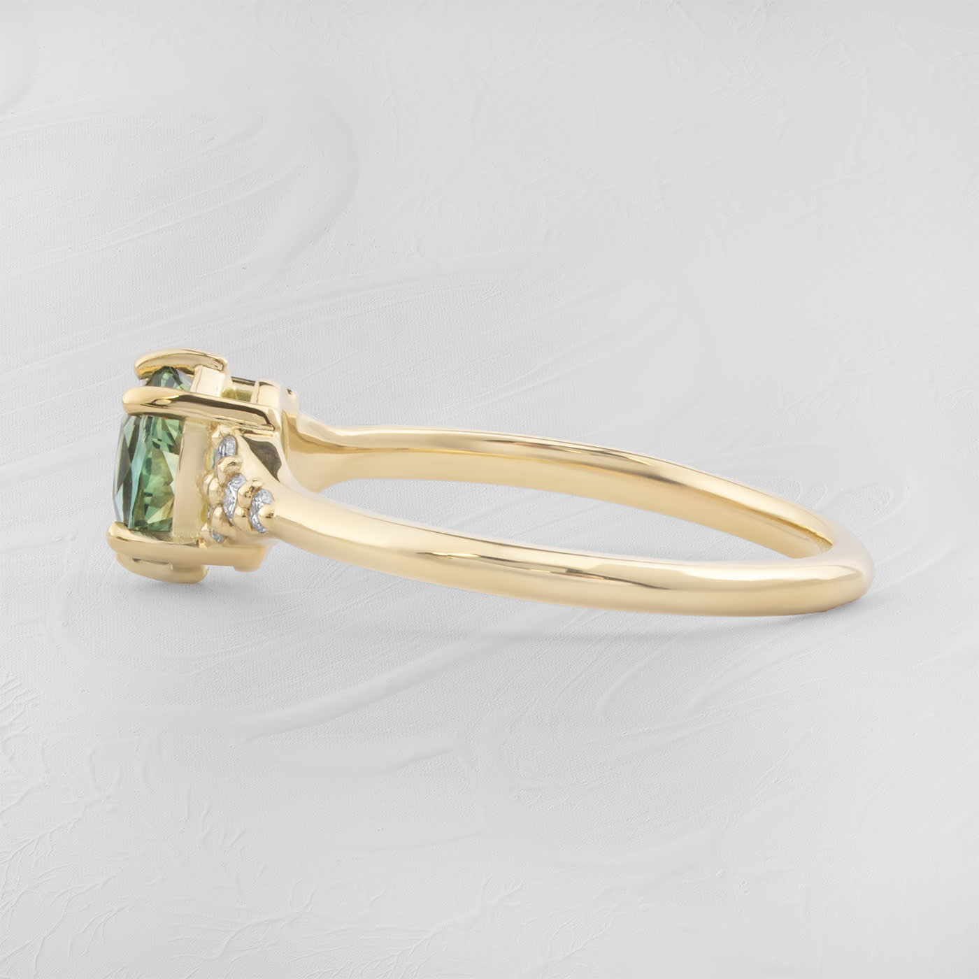 Seafoam green sapphire and diamond 1920's inspired ring — 2