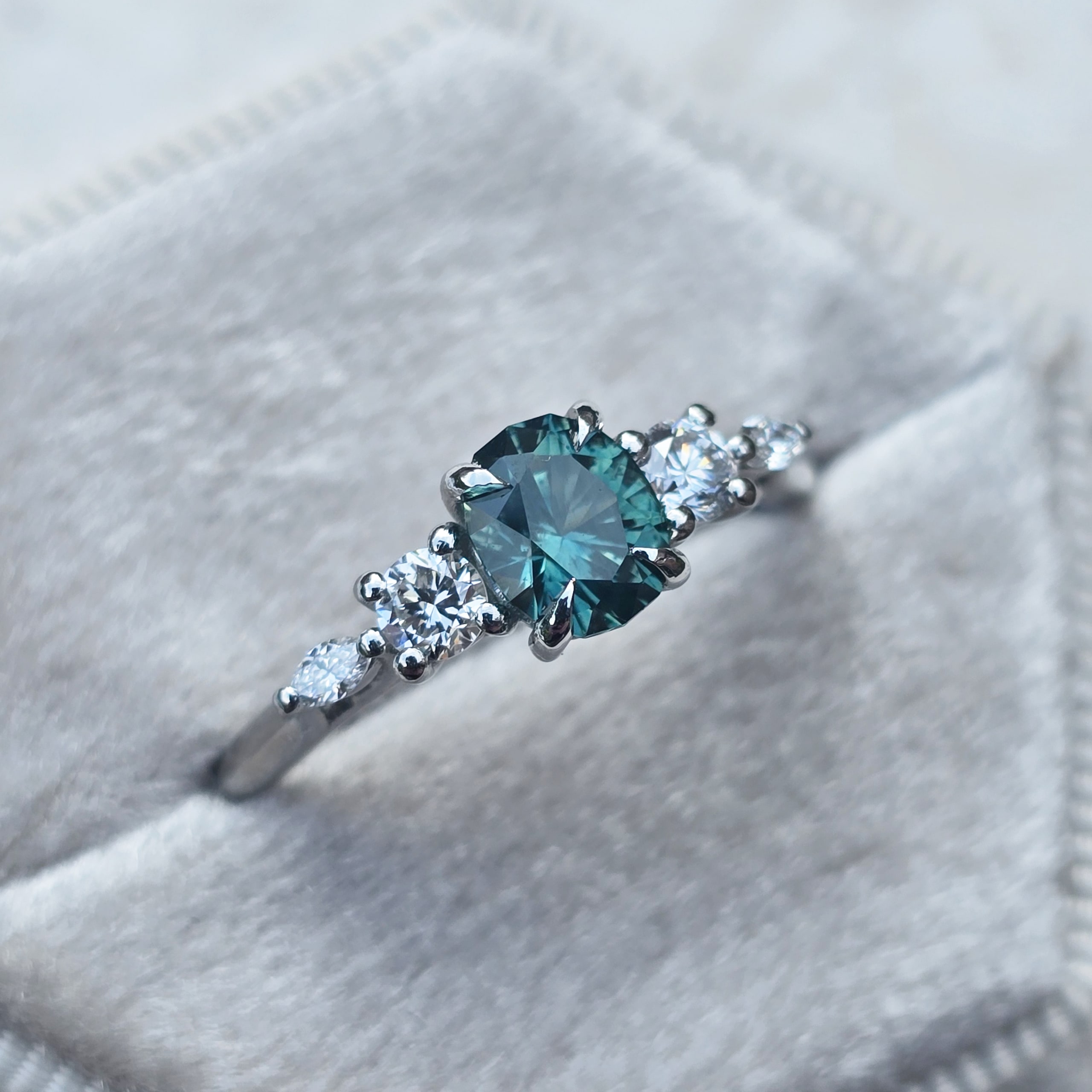 Montana teal sapphire and diamond ring — 3