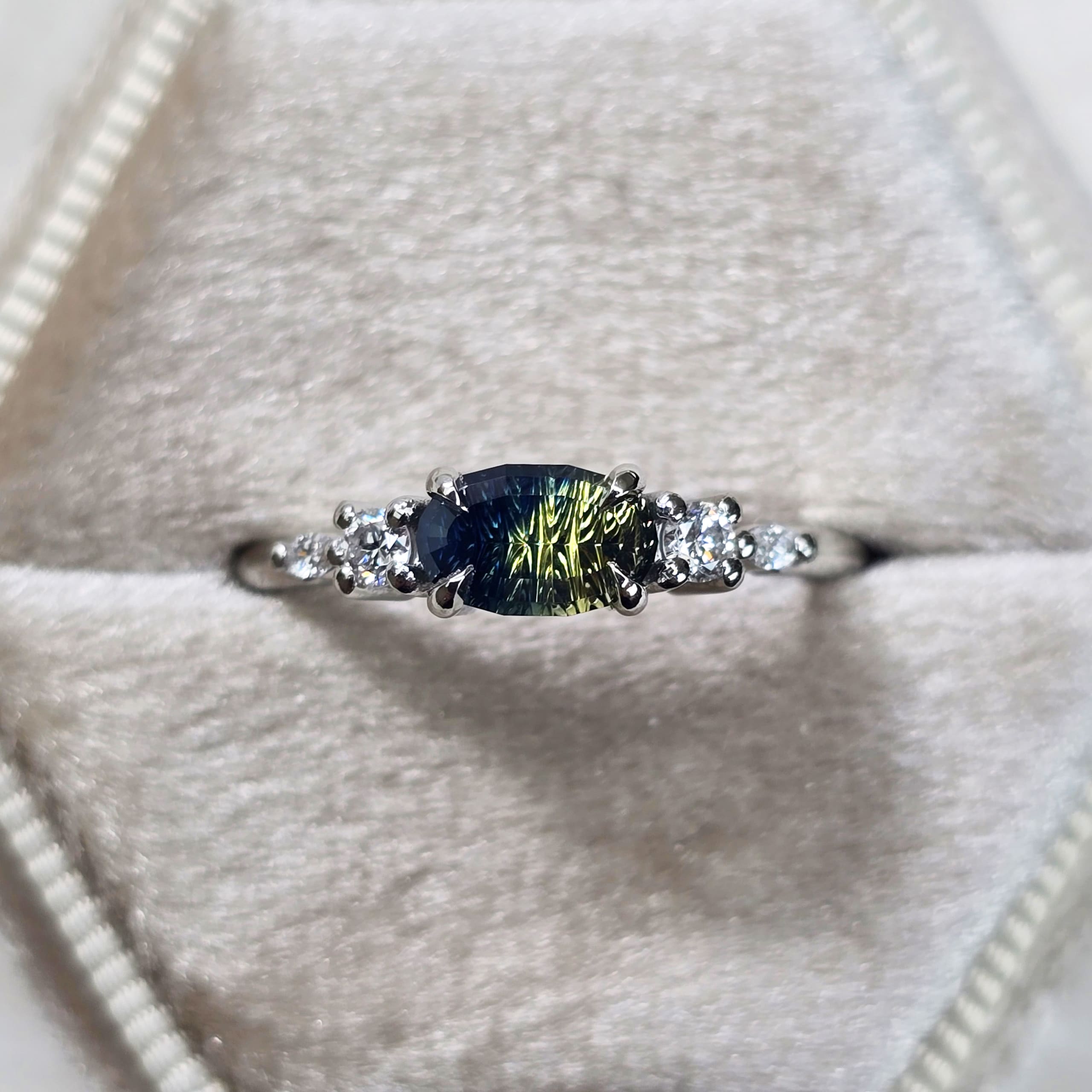John Dyer 'Deep Concave' Sapphire and Diamond ring — 1