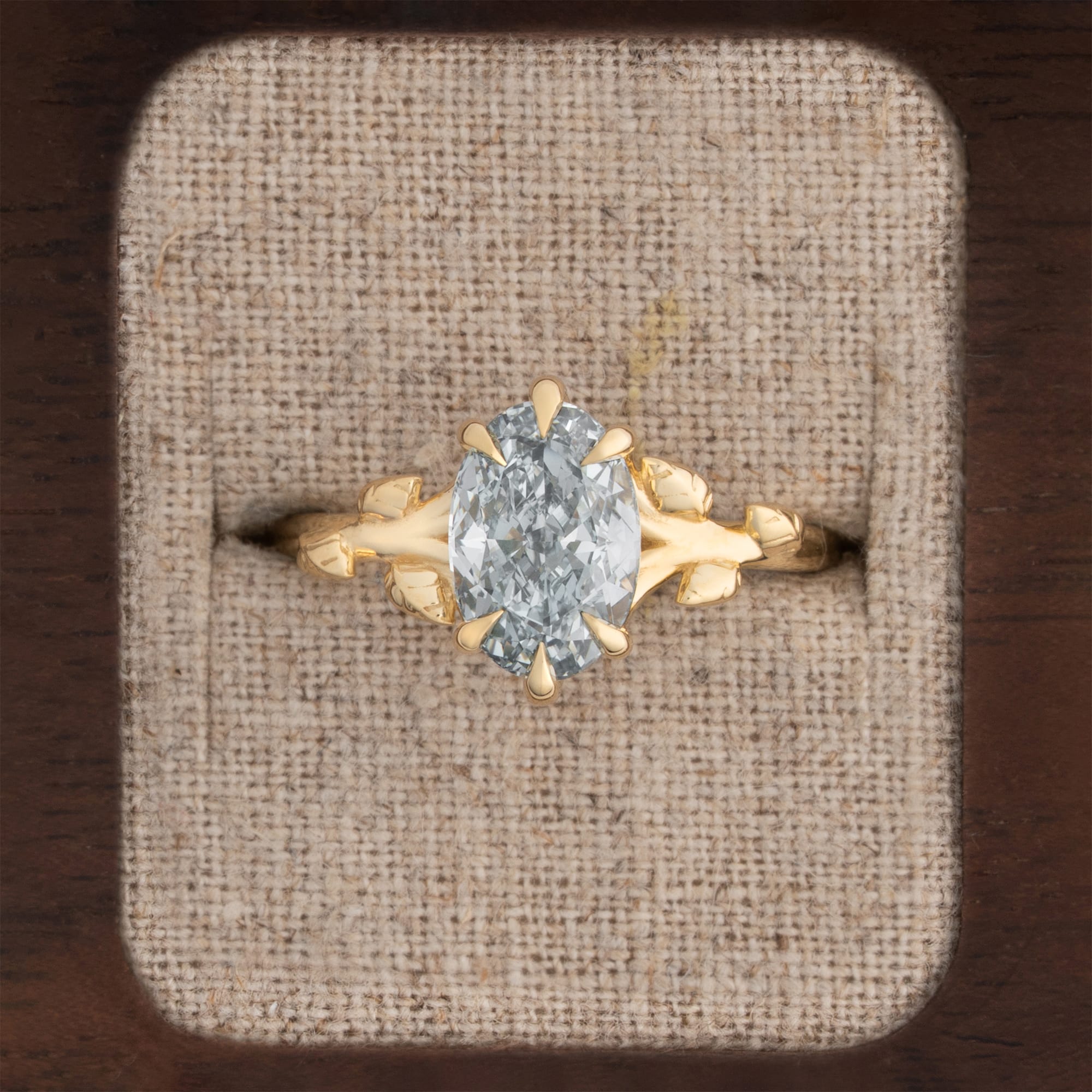 'Maribel' Fancy Intense Blue Diamond Ring in 18 carat yellow gold