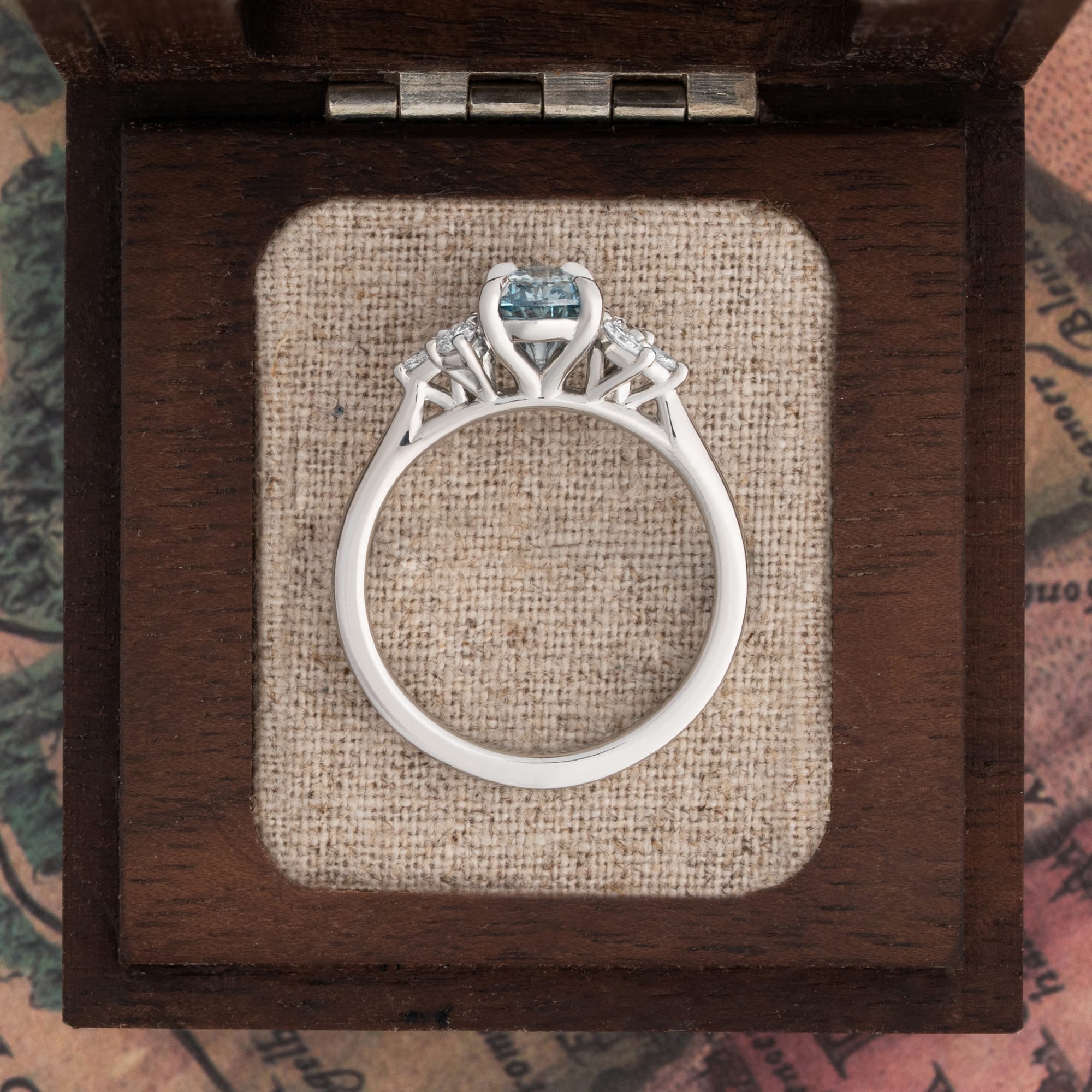 'Dawnflower' Blue lab grown diamond ring — 3
