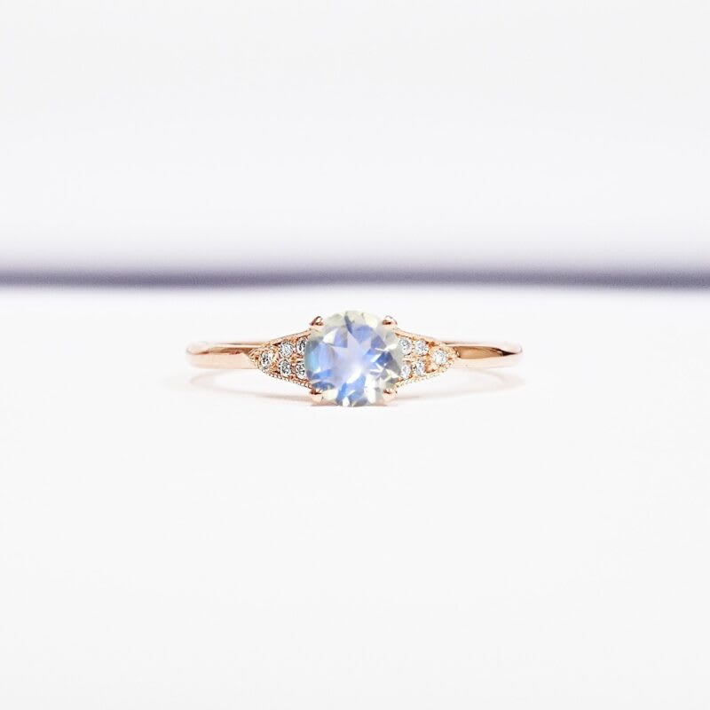 "The Victoria" - Moonstone and diamond engagement ring