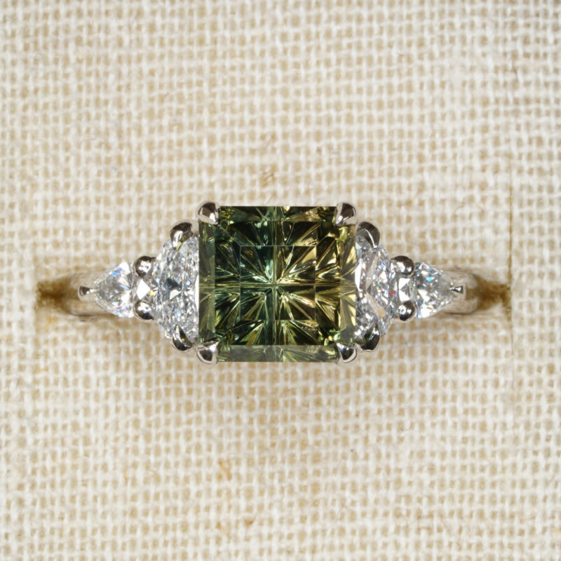 Starbrite tourmaline and diamond ring