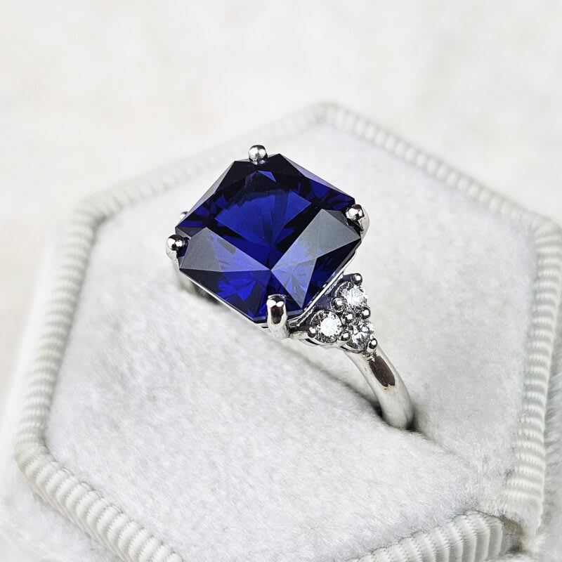 Lab grown sapphire and diamond ring — 5