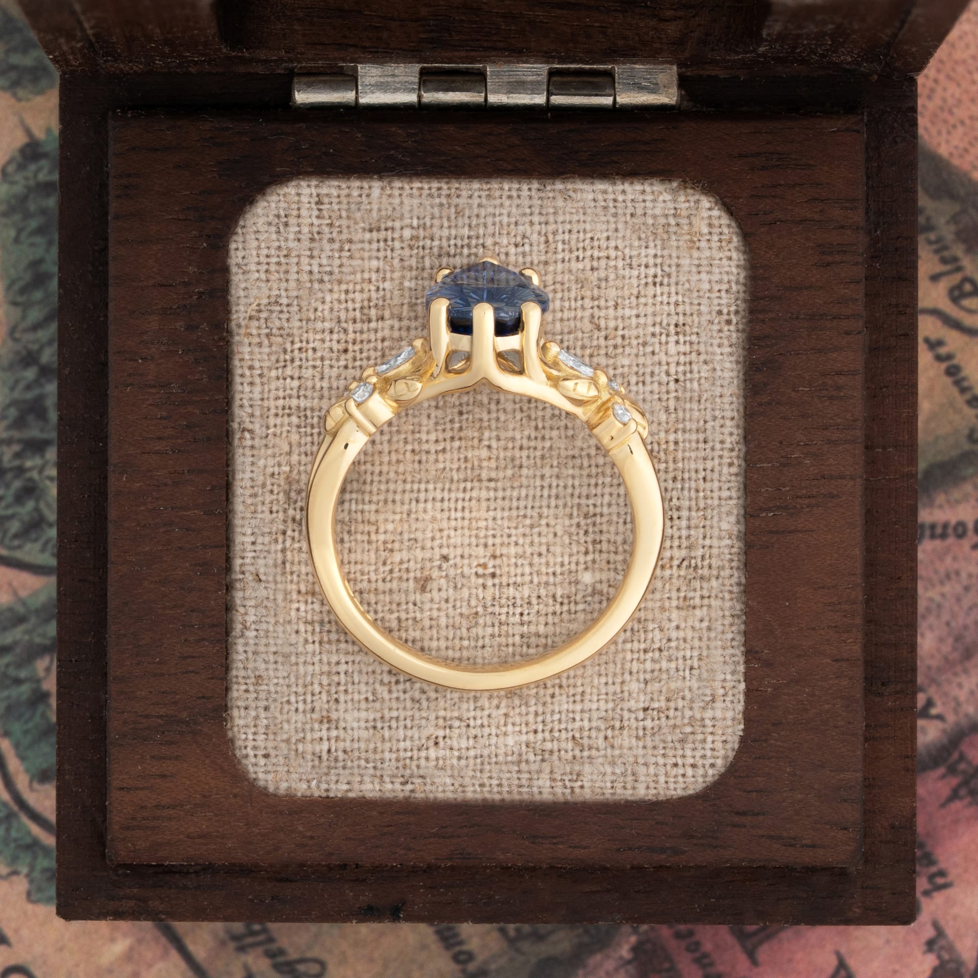 'Flora Belle' Pear fantasy cut sapphire an diamond ring — 6