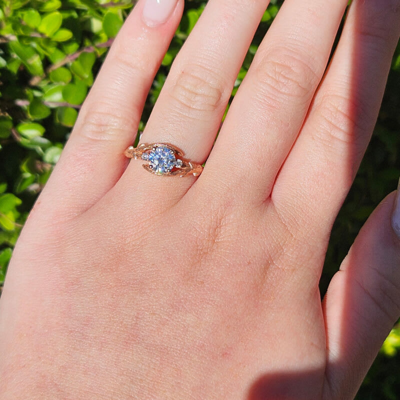 Moissanite and diamond nature inspired ring   — 5