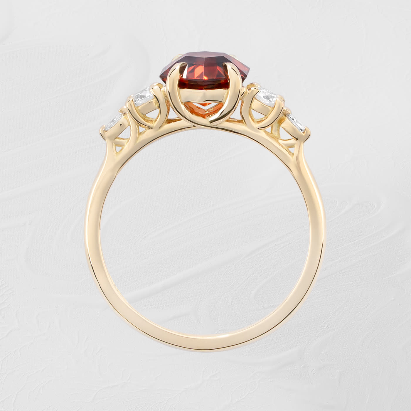 'Sonder' Hexagon spessartine garnet and diamond trellis ring  — 3
