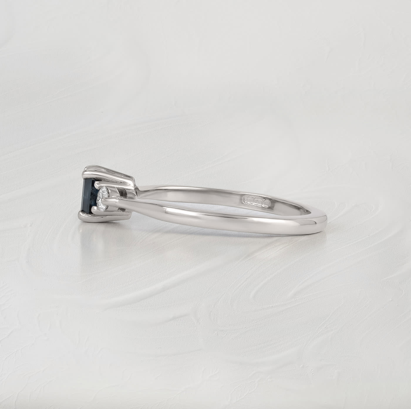 Dark teal Starbrite Sapphire and diamond ring — 3