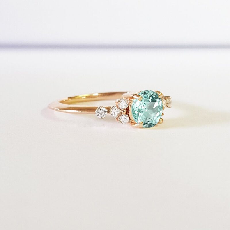 Mint sapphire and diamond engagement ring  — 3