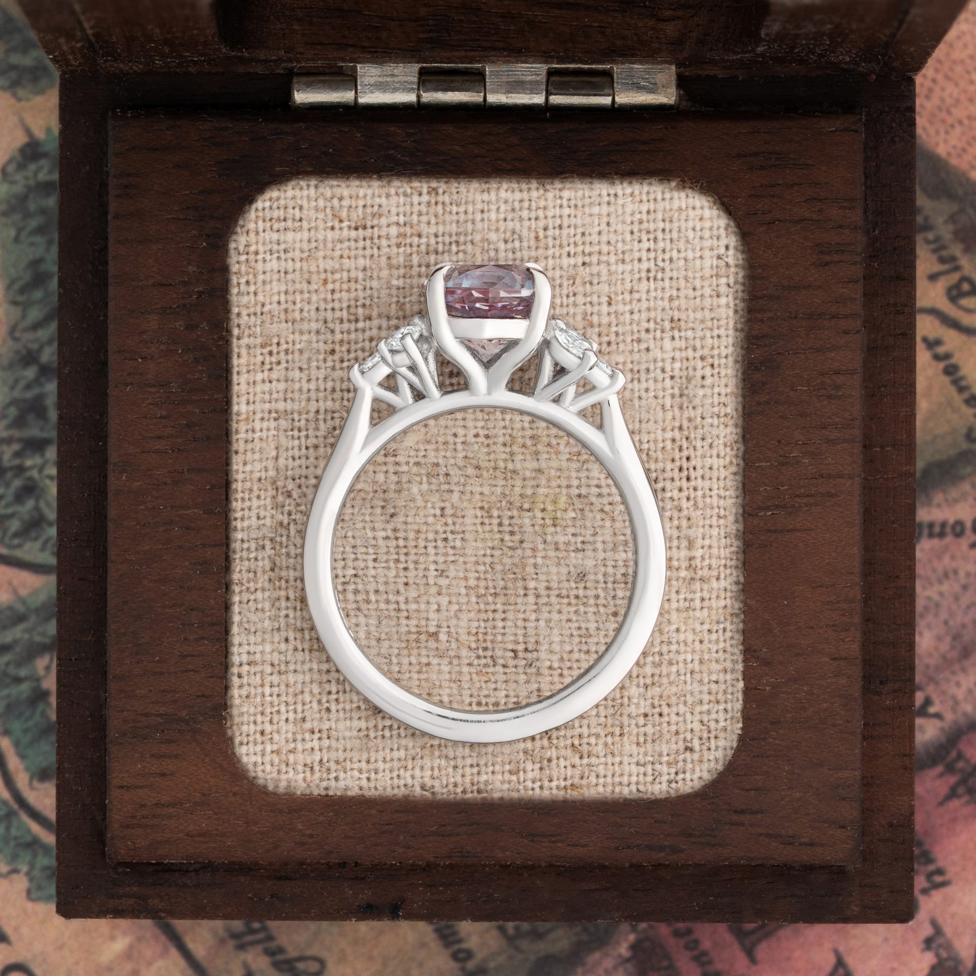 'Dawnflower' Lab grown Alexandrite and Diamond ring — 3