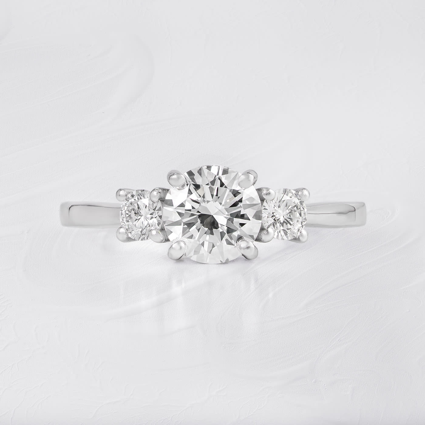Round lab grown diamond trilogy ring  — 1