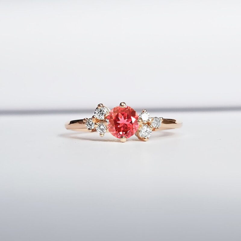 Padparadscha sapphire and diamond ring 