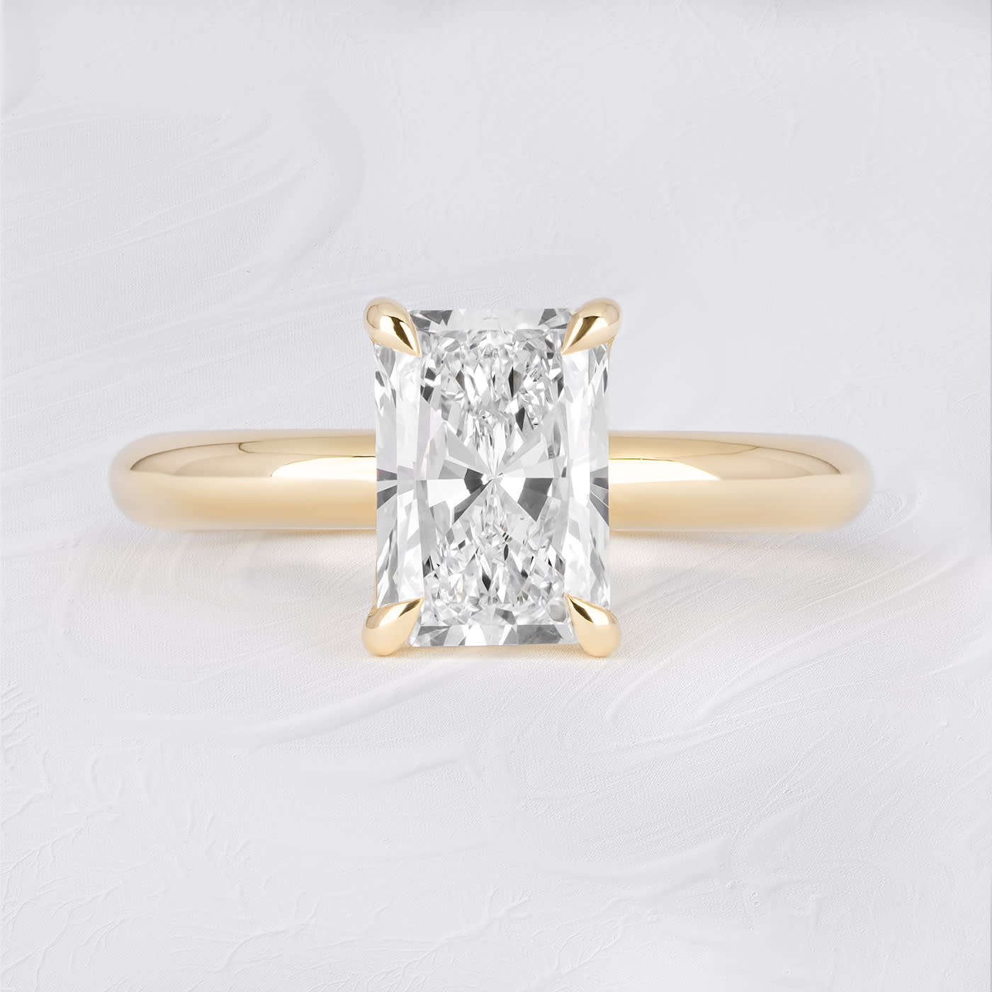 Radiant lab diamond solitaire ring 