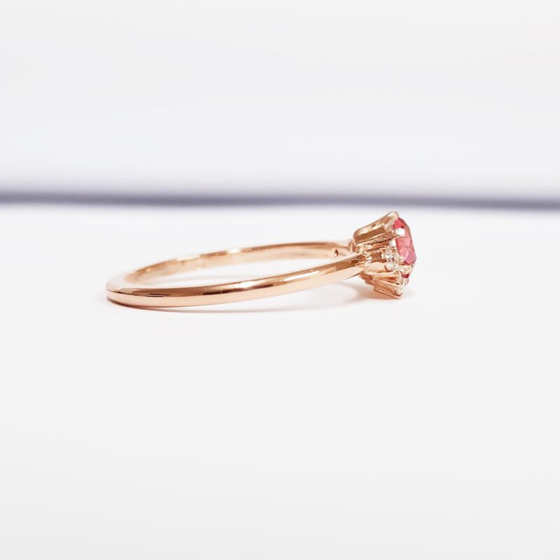 Padparadscha sapphire and diamond ring - alternate view