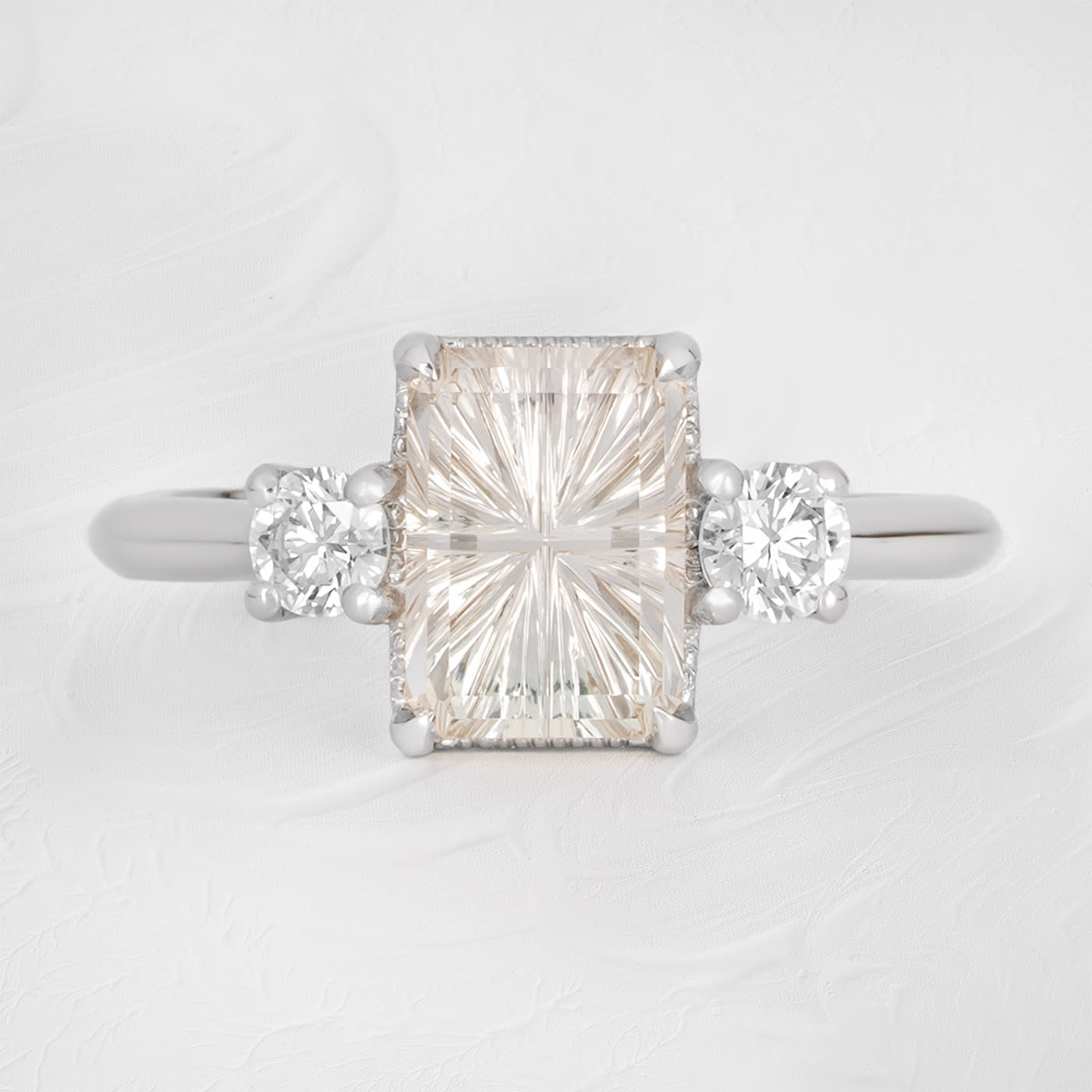 Starbrite tourmaline and diamond trilogy ring