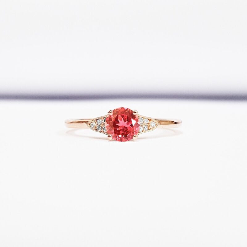 "The Victoria" - Padparadscha sapphire and diamond engagement ring 