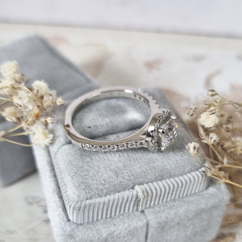 Round cut lab grown diamond halo ring — 4