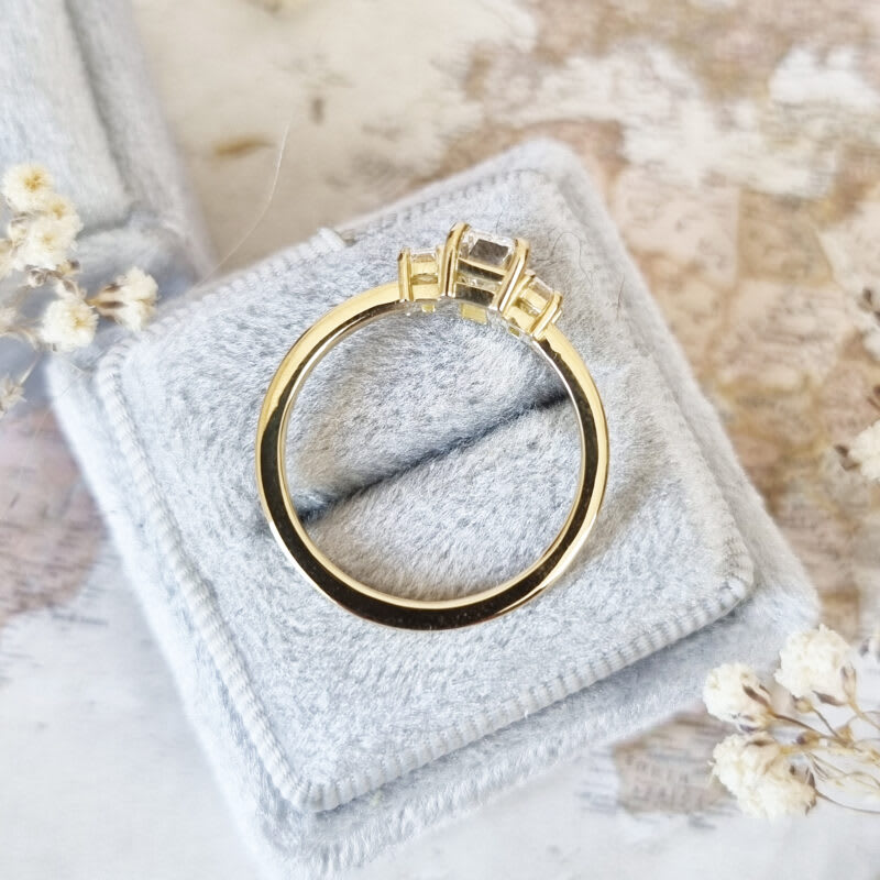 Emerald cut lab grown diamond trilogy ring — 4