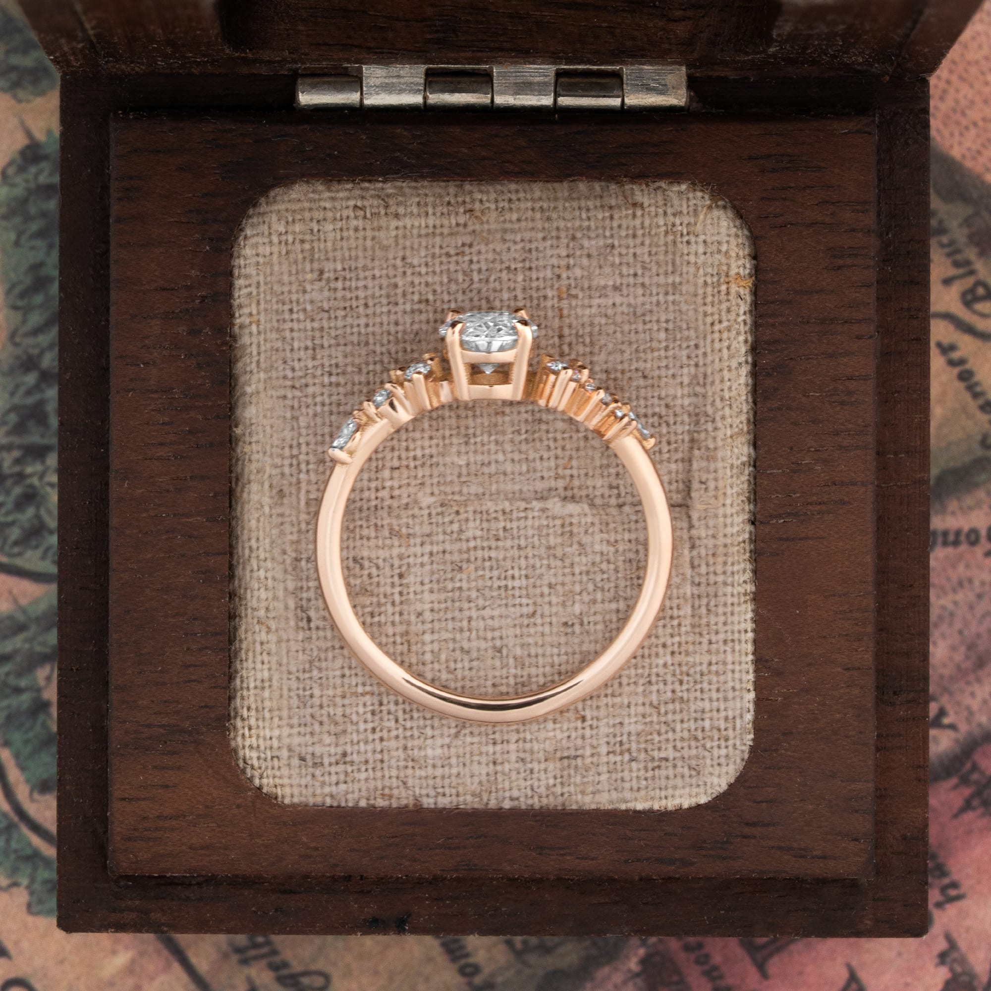 'Hazel' Oval lab grown diamond floral ring in rose gold — 5