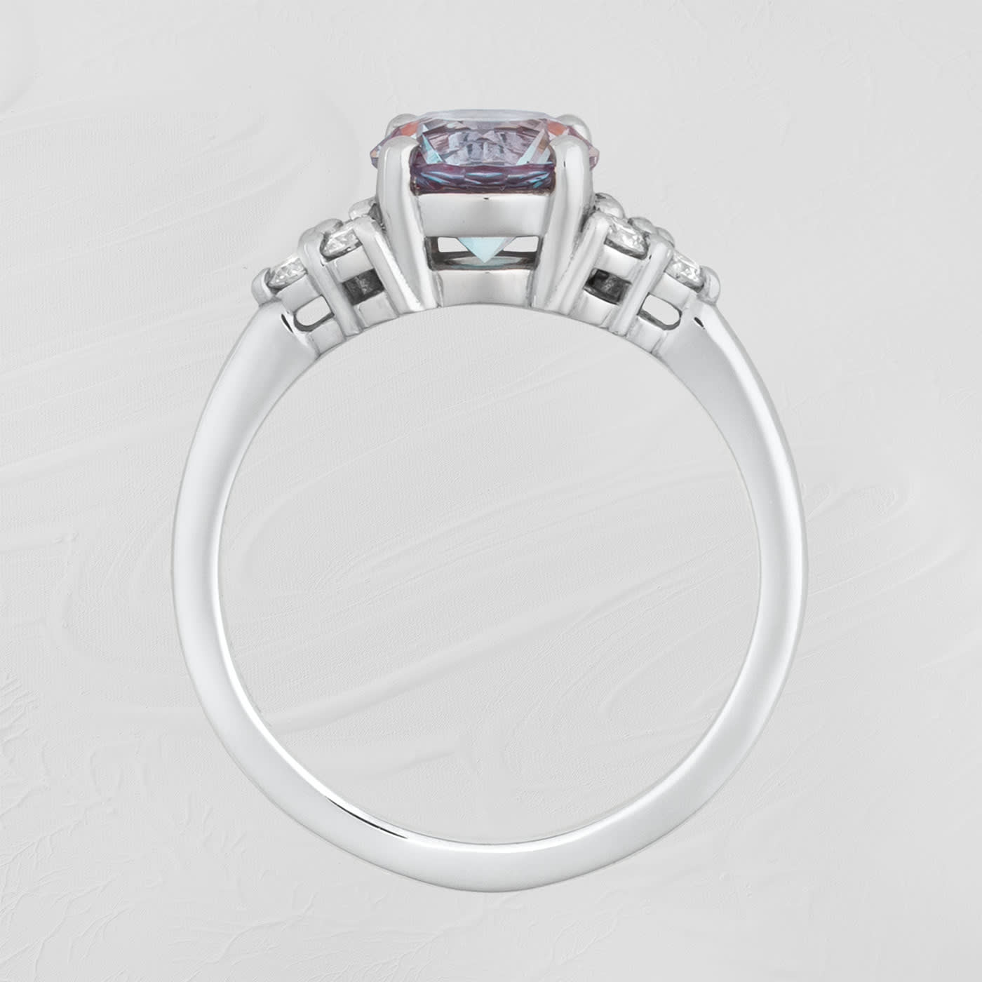 Lab grown alexandrite and diamond ring — 2
