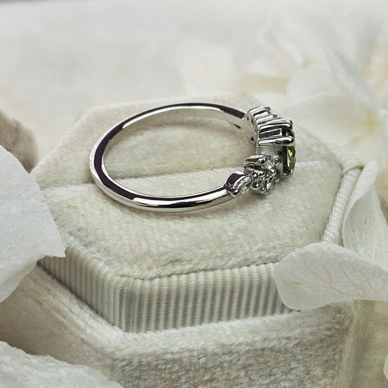 Lab grown chartreuse diamond floral ring — 4