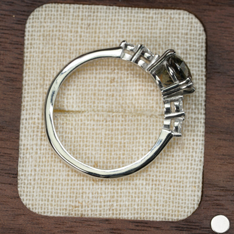 Olive green sapphire and diamond ring — 2