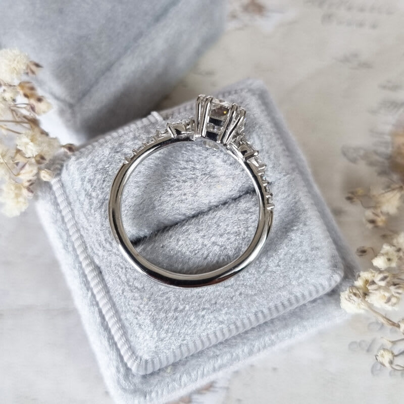 Cushion cut lab grown diamond floral engagement ring — 2
