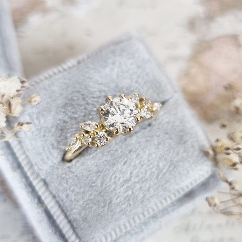 Lab grown diamond floral engagement ring — 3