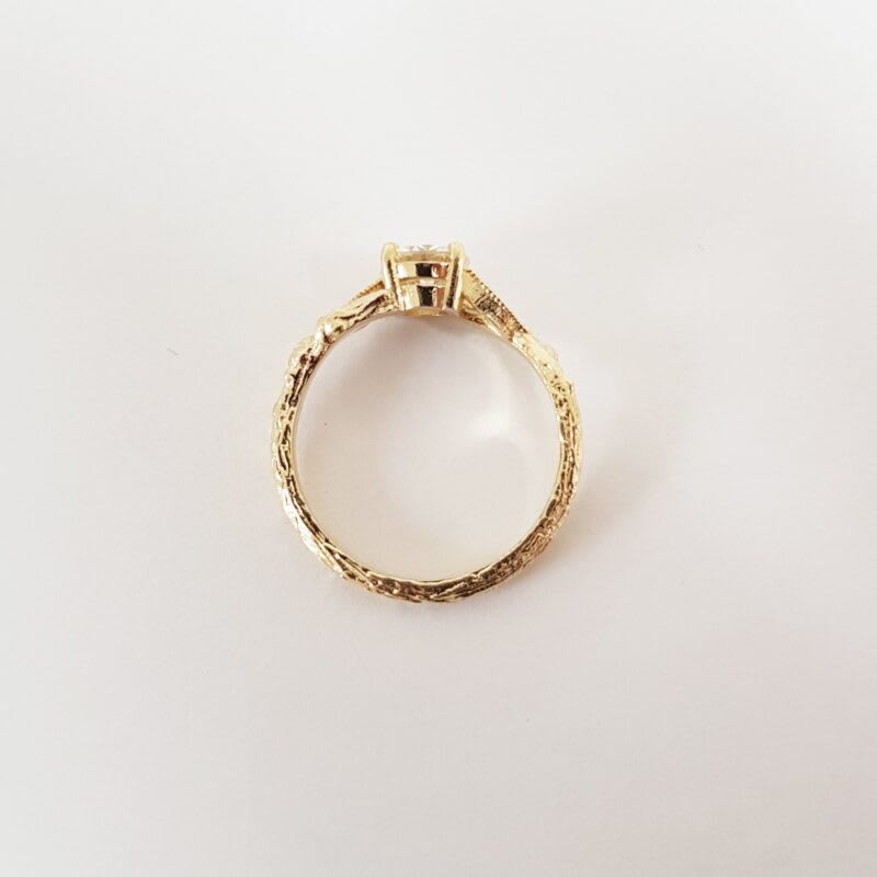 Moonstone and diamond nature inspired ring — 3