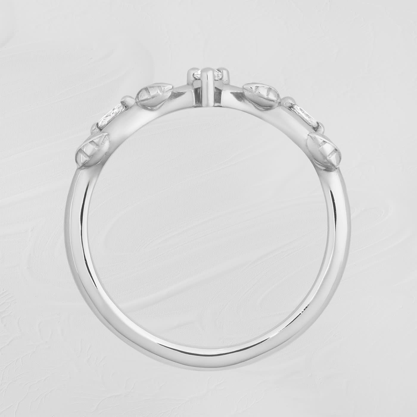 Shaped diamond leaf wedding band — 3