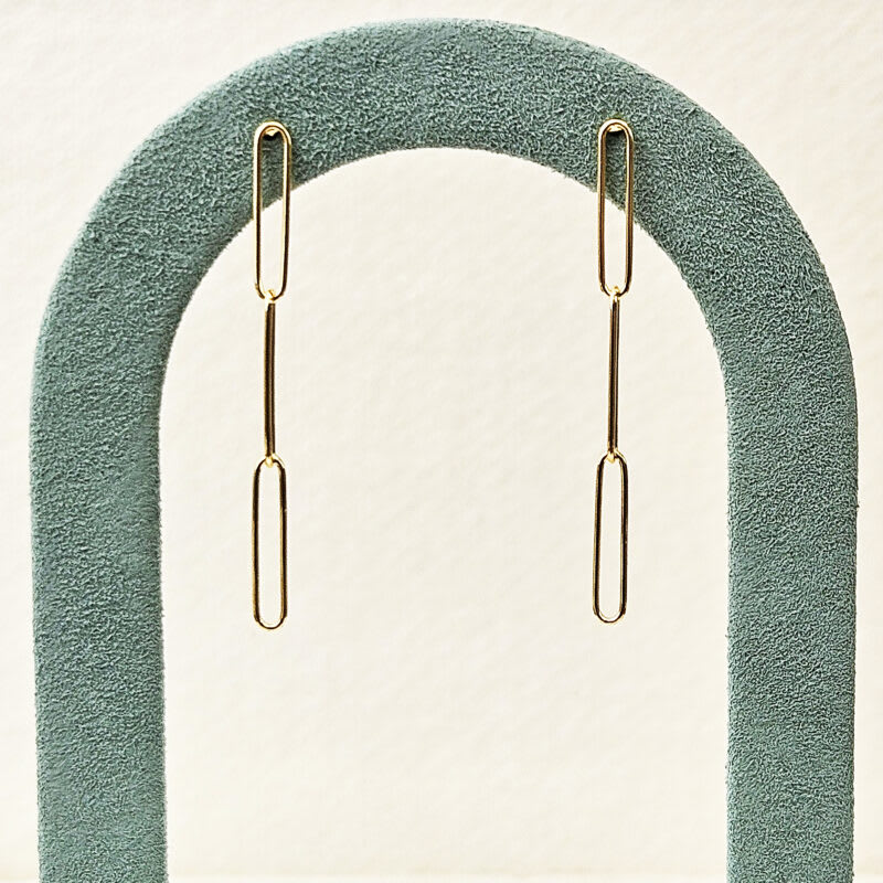 Paperclip drop earrings in 14ct yellow gold