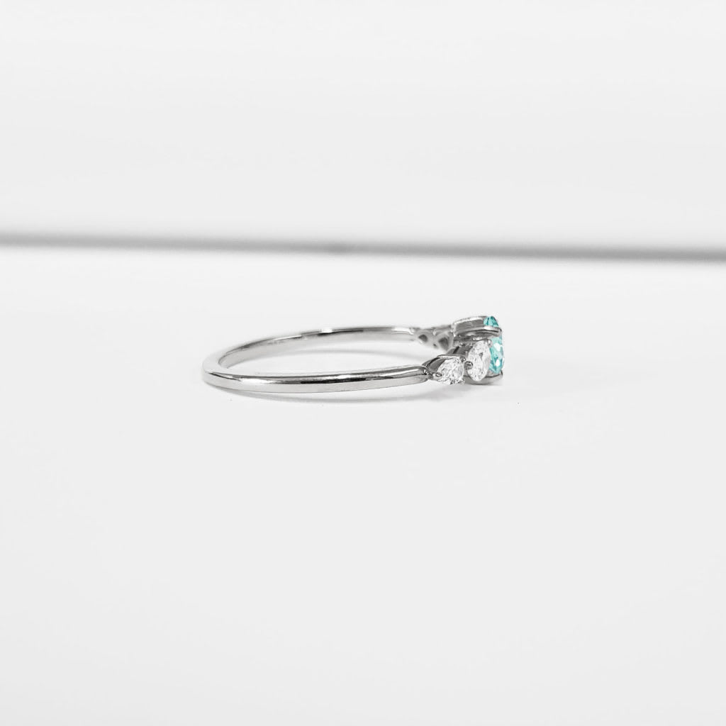Mint sapphire and diamond engagement ring - alternate view