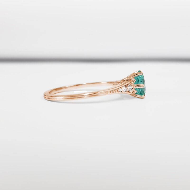 Mint sapphire and diamond engagement ring  - alternate view