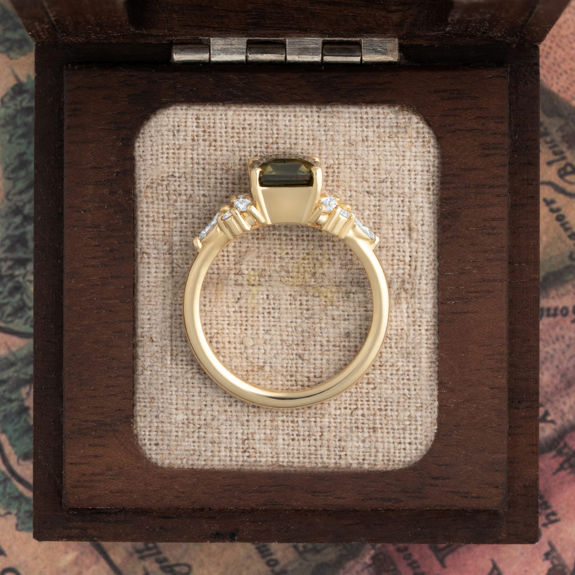 Unique striped parti sapphire and diamond ring — 3