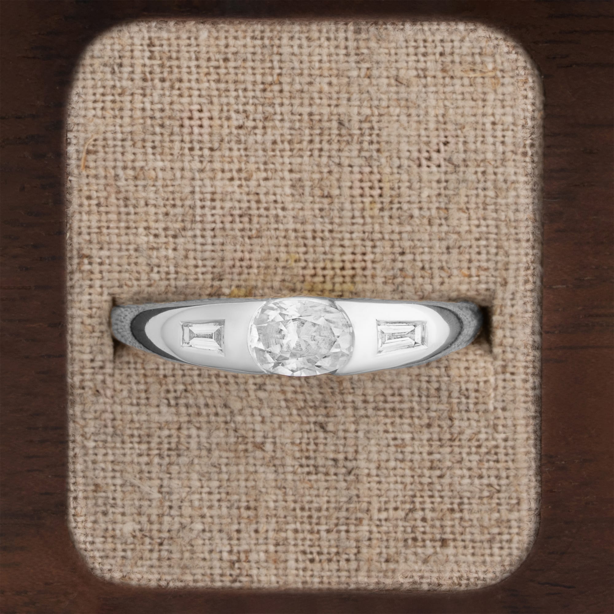Oval and baguette lab diamond tapered band