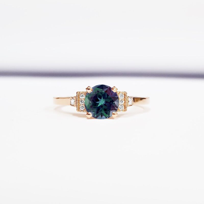 'Adelaide' Alexandrite and diamond engagement ring  — 1