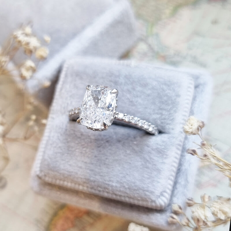 Cushion hidden halo diamond ring — 4