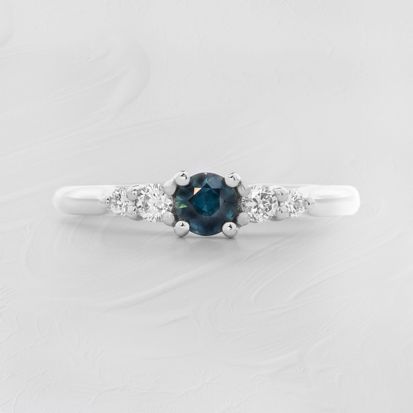 The Quintet – Teal sapphire and diamond — 1