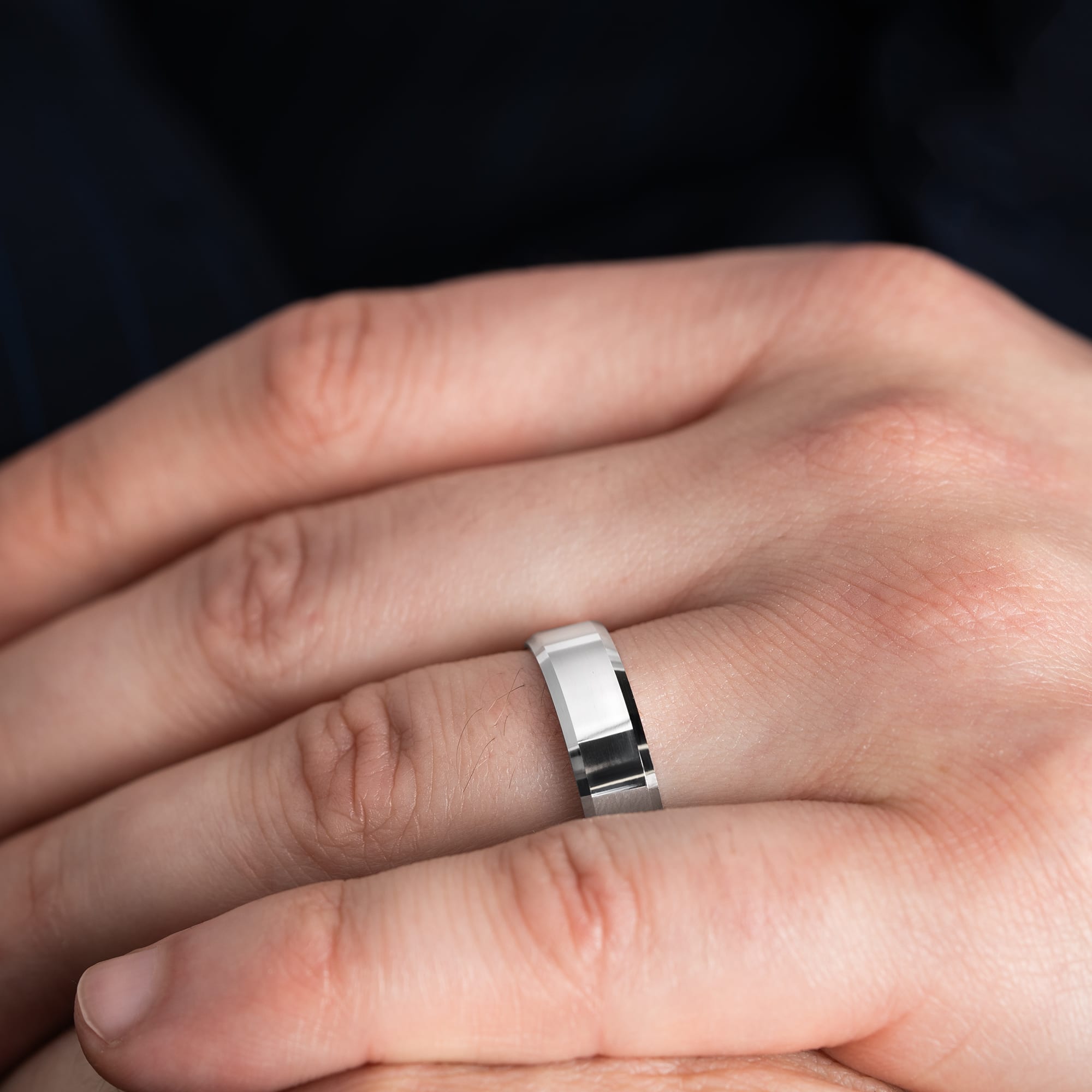 Bevelled edge wedding band — 1