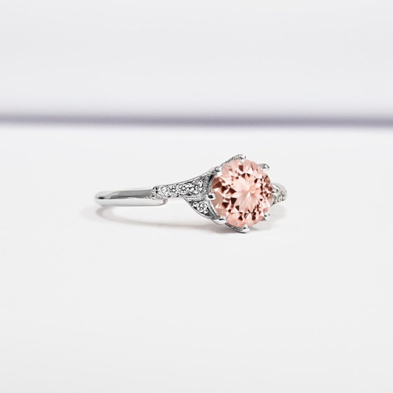 Lab grown Champagne sapphire and diamond engagement ring — 2