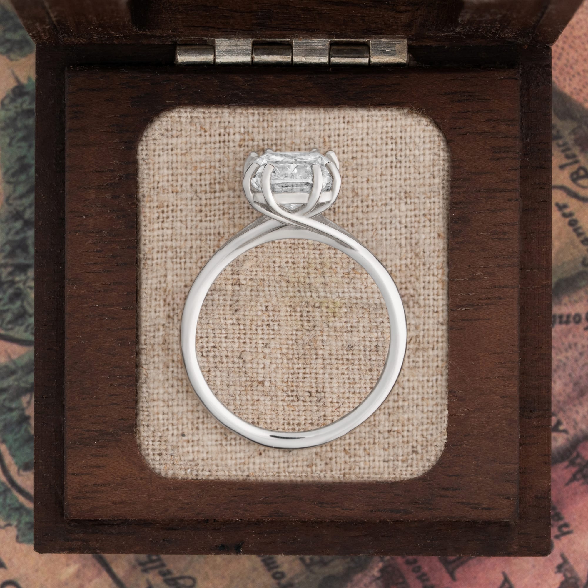 Cushion lab grown diamond ring in platinum — 3
