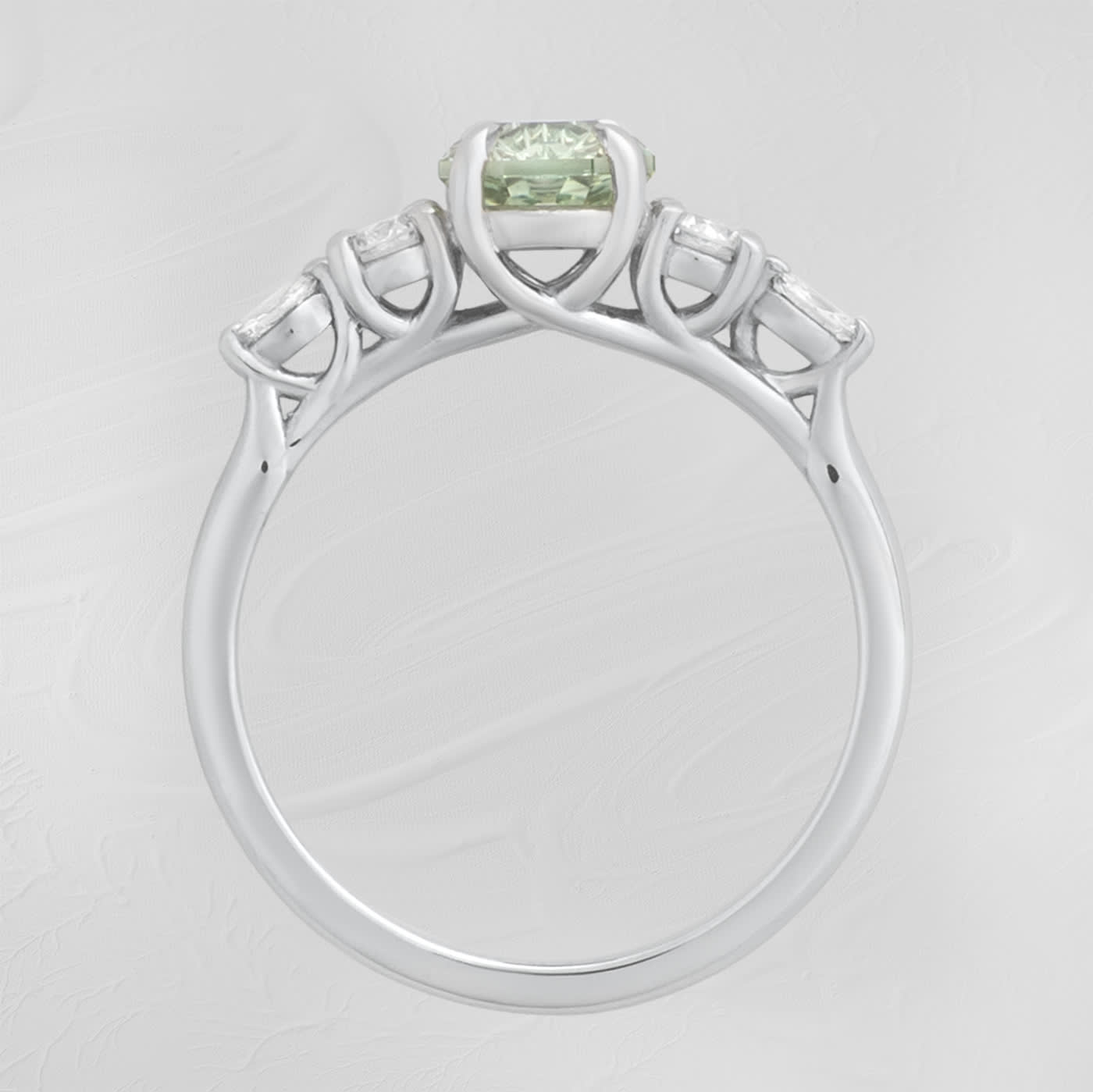 Snowflake seafoam sapphire and diamond trellis ring  — 3