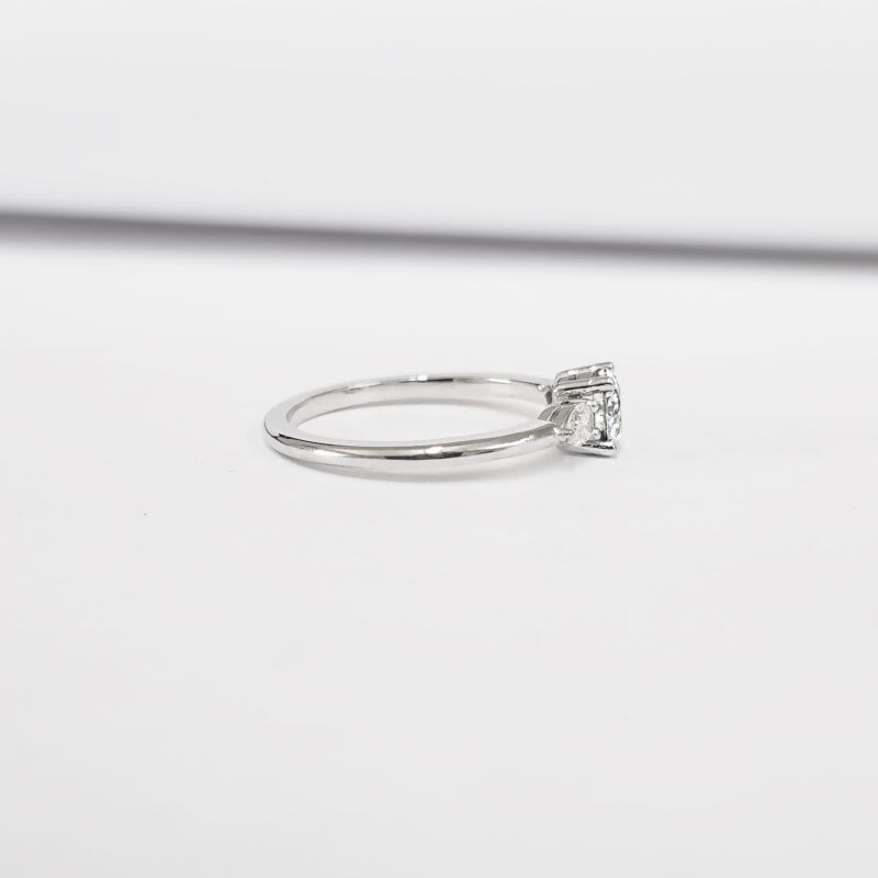 Moonstone and pear diamond stone trilogy ring — 2