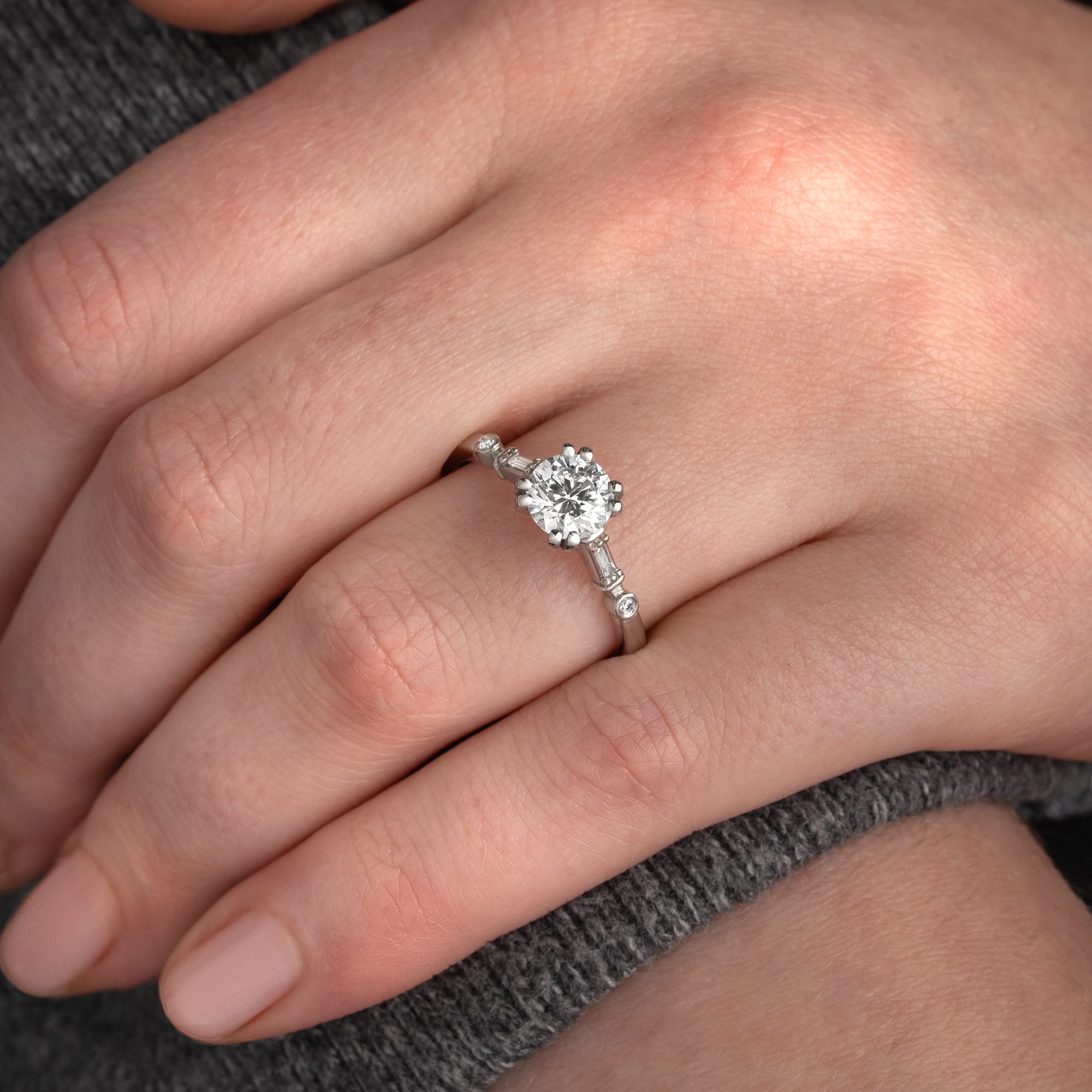 Art deco inspired lab grown diamond engagement ring — 2