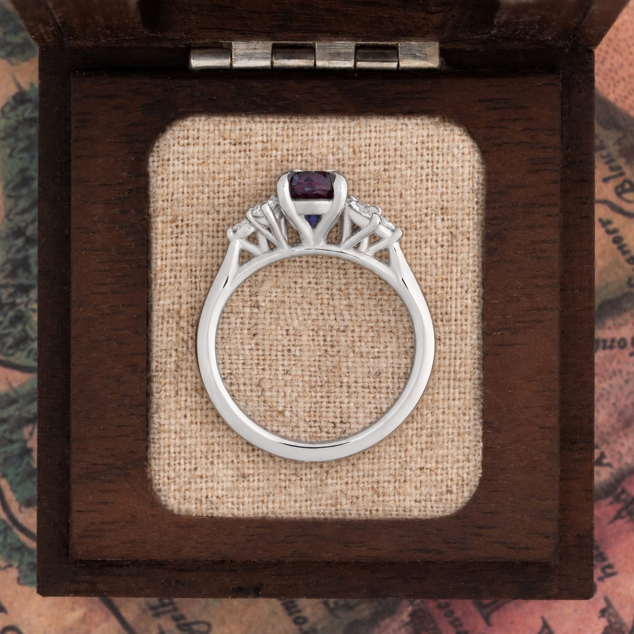 'Dawnflower' Pear alexandrite and diamond ring  — 3